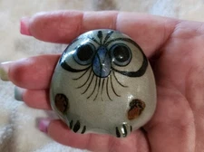 Vintage Mexican Pottery Hand Painted Tonala Baby Owl, Ken Edwards