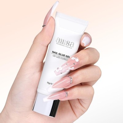 AILLSA Solid Gel Nail Glue for Nail Tips Super Strong Gel Glues Professional Fak