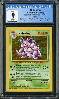 1999 Pokemon Base Set Nidoking Square Cut Error Holo Rare #11 CGC 9 - Image 1 of 2