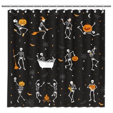 Halloween Skull Shower Curtain for Bathroom 72 x 72 Inches Funny Black and Wh...