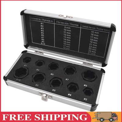 10Pcs Damaged Nut Bolt Remover Wear Resist Socket Wrench Extractor for Mechanic