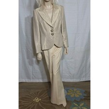 Escada Navy 3 Piece Women's Suit Set Size 40 Blazer 42 Pants Gold Beige