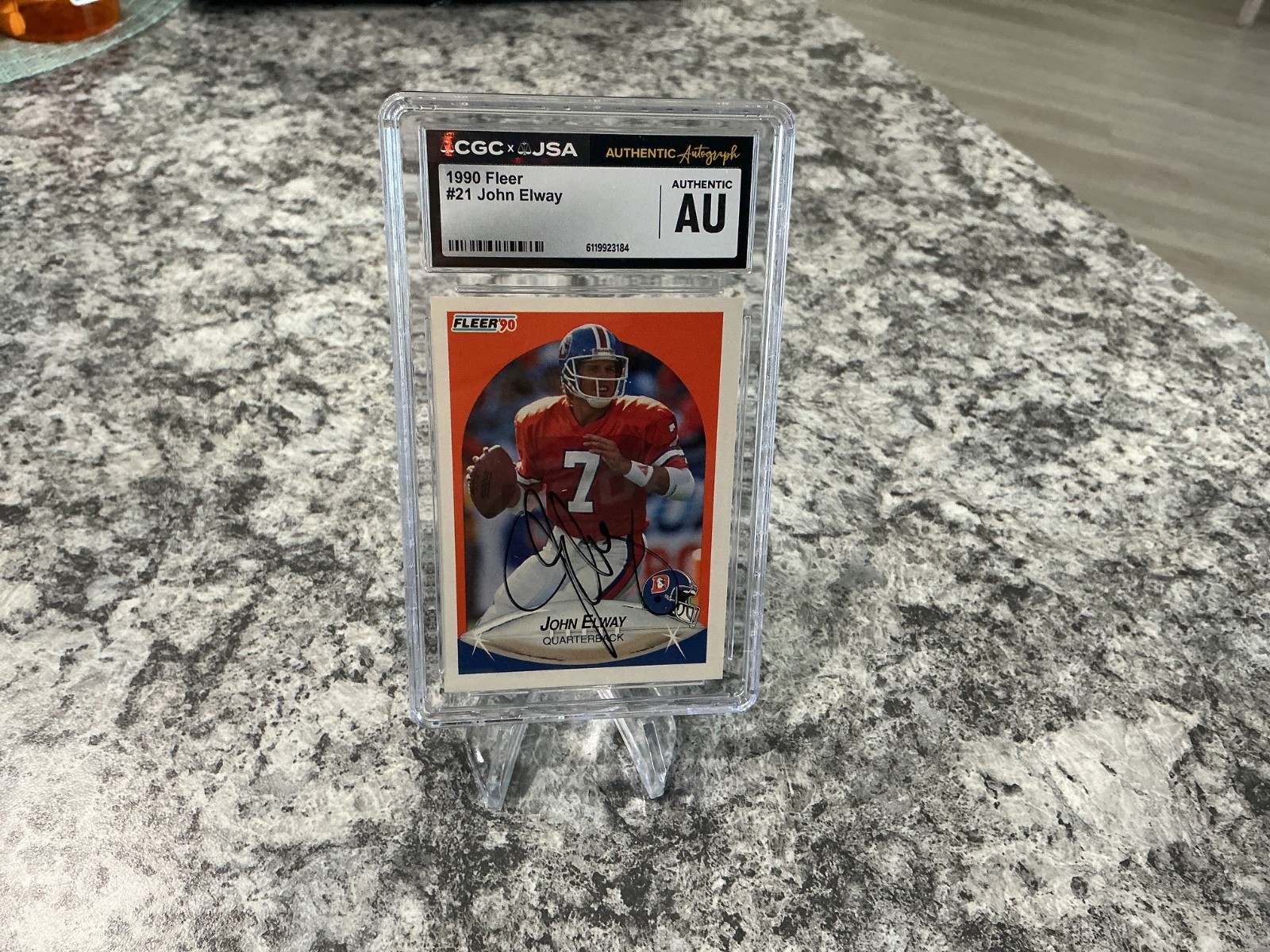 1991 Fleer John Elway #21 Signed Authentic  Autographed JSA SLABBED