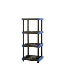 Hart 4-Shelf Plastic Storage Shelf, 24" W x 20" D x 55" H, Holds up to 400 lb To