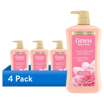 4 Pack Caress Daily Silk Body Wash Moisturizing Body Soap B3 30 oz Total 120 oz