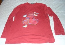 Vintage LAUREL BURCH  Crimson Cats Cranberry LS T-Shirt  MED  100% Cotton NWOT