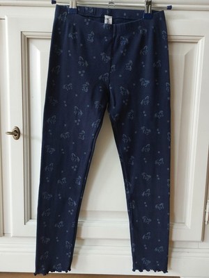 YIGGA Leggings Gr. 134 Rippstrick marine Pferde