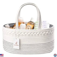 Large Cotton Rope Diaper Caddy Organizer, Nursery Storage Basket, White