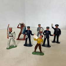 Lot of 7 Vintage Barclay Manoil Figures Police Indian Soldier Mailman Paperboy