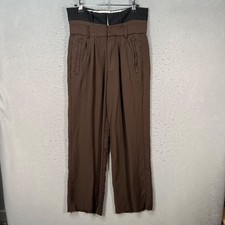 Zara Studio Collection Womens Size 4 Brown High-Waisted Pleated Trousers