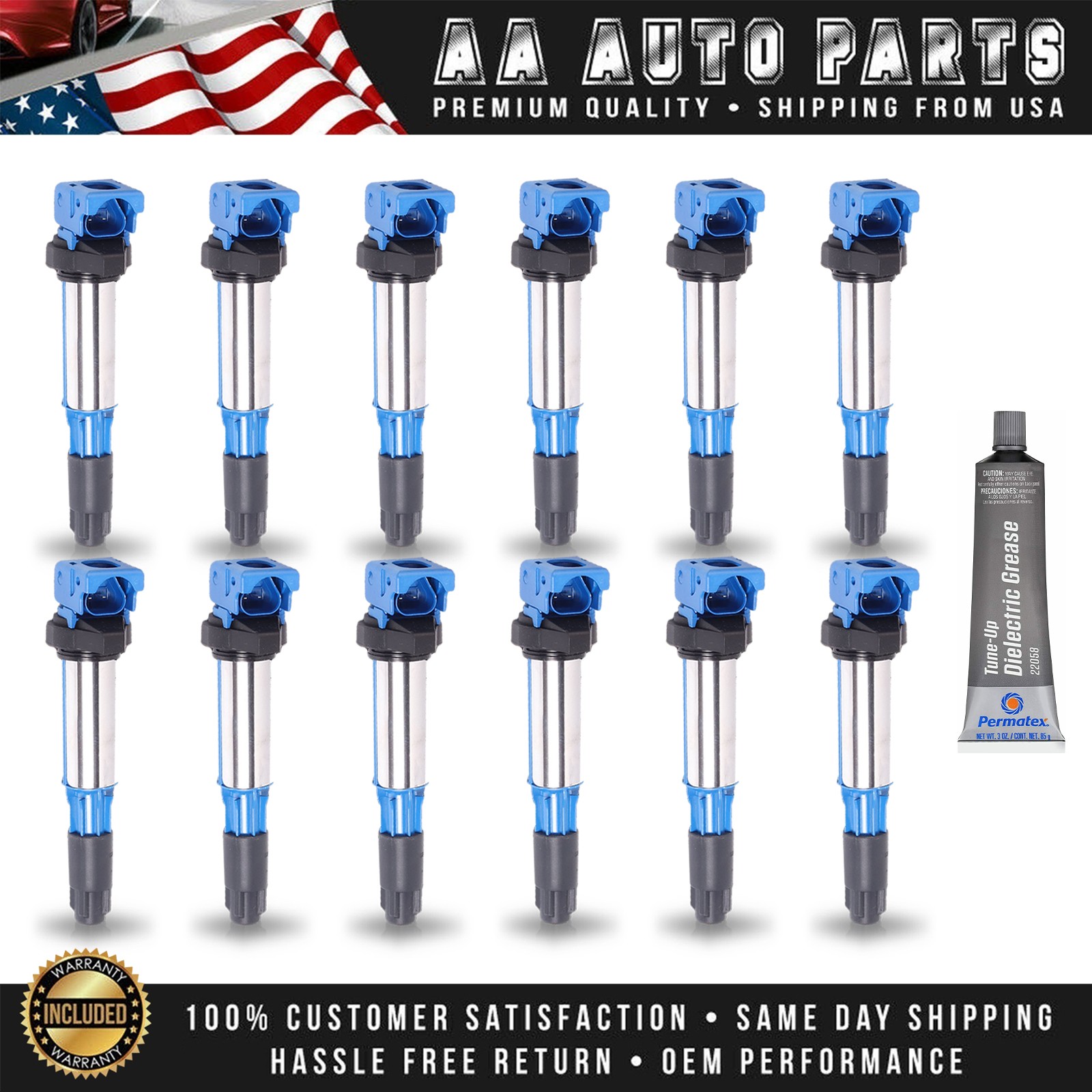 12 Performance Ignition Coil & Tune Up Grease for BMW 760Li 760i Rolls-Royce
