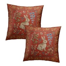 Easter Pillow Covers 20x20inch, Vintage Bunny 20" x 20" Pack of 2 Easter Red