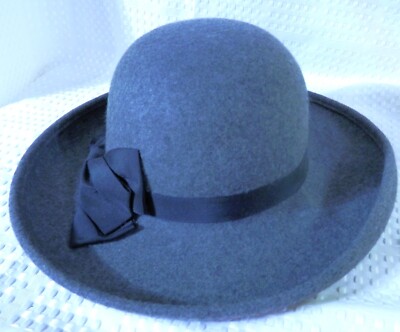 Vintage 1996 Liz Claiborne Gray 100% Wool Derby Hat One Size  display picture 2