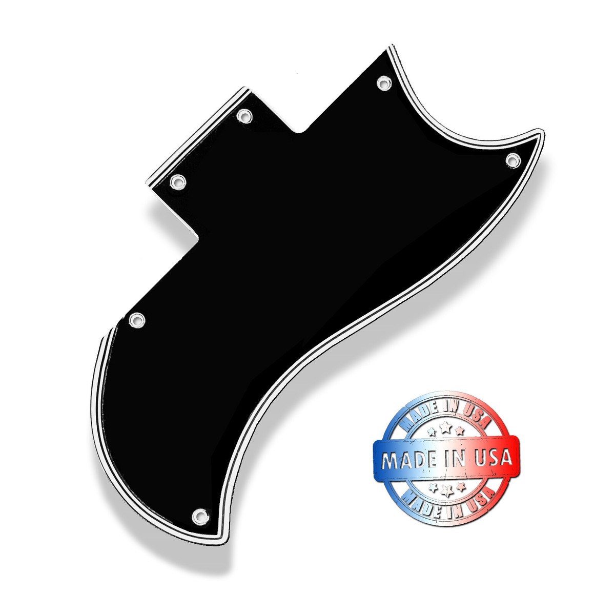 Wide Edge 5 Ply Black Pickguard for Gibson Custom Shop '64 SG