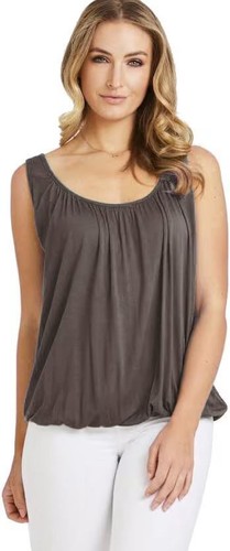 Women’s sleeveless top – Ladie’s Plain Round Scoop Neckline Bubble Hem Vest Top - Picture 31 of 35