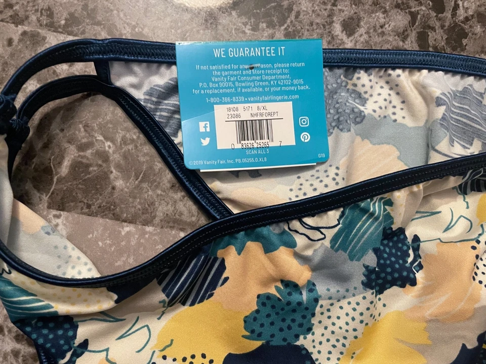 BRAGAS DE BIKINI VANITY FAIR XL AZUL ILUMINACIÓN SUAVE DOBLE CORREA NUEVAS CON ETIQUETAS Foto 4 de 4