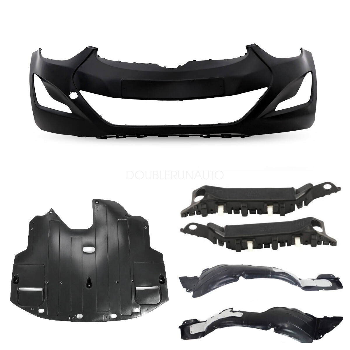 Front Bumper+Brackets+Engine Splash Shield for 2014-2016 Hyundai Elantra 6PCS