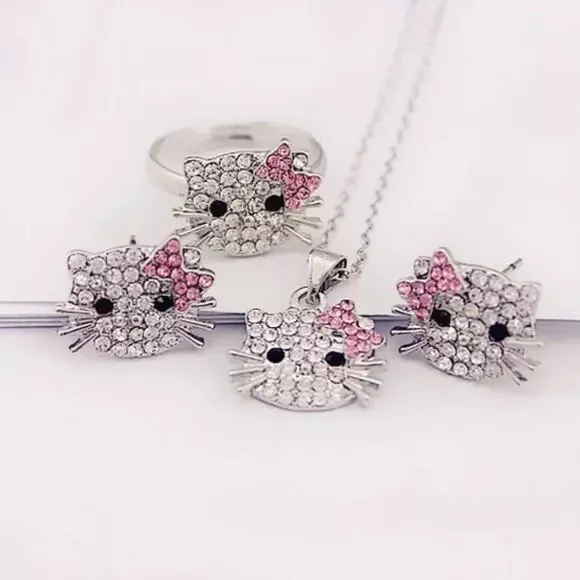 Hello Kitty Necklace Silvery Color Layer Shining Bling Women - Temu Austria