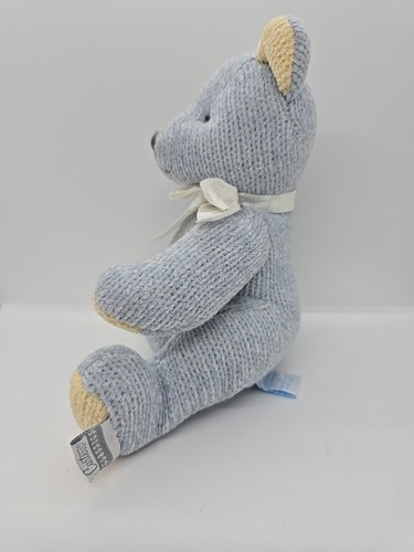 VINTAGE CARTER'S CLASSICS KNITTED BLUE & YELLOW TEDDY BEAR PLUSH ANIMAL - FLAW - Picture 3 of 7