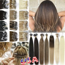 Micro Ring Loop Hair Extensions Micro Beads Link Real Human Hair Colored Fashion