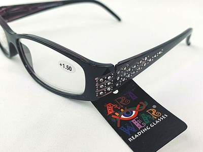 black rhinestone reading glasses