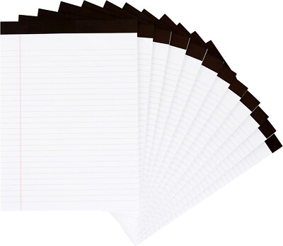 Wide Ruled Lined Writing Note Pads, 8.5 inch x 11.75 inch, White(12 Pack of 50)