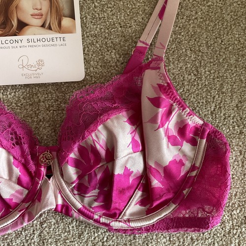 Reggiseno Rosie in seta in pizzo francese in pizzo misto rosa non imbottito - Foto 4 di 9