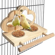Bird Parrot Wooden Feeding Cups Small Bird Feeding Dish Cups Stainless Steel ...