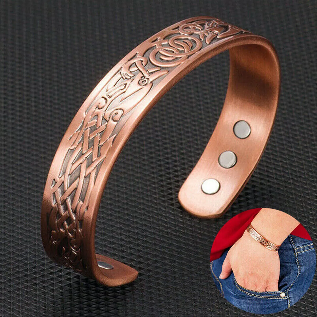 Pain Relief Magnetic Therapy Stylish Jewelry Bracelet Pure Copper Healing  Rheumatoid Arthritis Carpal Migraine Fatigue Unisex Gift Long-Lasting  Material Design