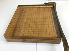 Vtg Ingento Paper Cutter No 3 Trimmer Guillotine Wooden Wood Cast Metal 10" x10"