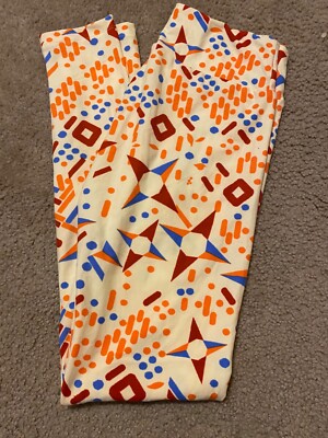 NWT LuLaRoe OS Leggings Multicolor Aztec Yellow Gold triangles Dot Geometric #95