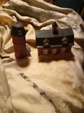 Ceramic Barn And Silo Made To Put A Light Inside
