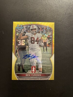 2022 Bowman Chrome University Ben Yurosek #23 Yellow Refractor AUTO /75