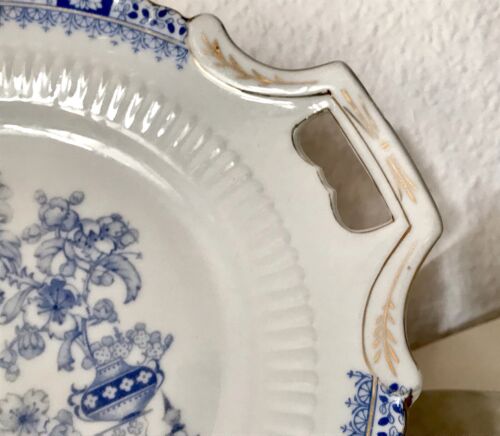 Antik Art Déco Porzellan Kuchenplatte Kuchenteller China Blau - Bild 6 von 20