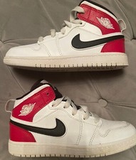 Nike Air Jordan 1 Retro Sneakers Kids Shoes White Red 640734-116 Mid Top Sz 12C