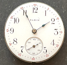 Antique 1912 Elgin Grade 355 Pocket Watch Movement Running Ticks 0s 15j USA