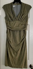 NWT Vintage Maggy London Blue/Gold Tone Formal Evening Party Dress Size 10