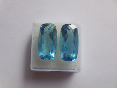 2 Pcs Faceted Cushion Cut Stone Hydro Topaz Blue Quartz Beads Jewelry Making