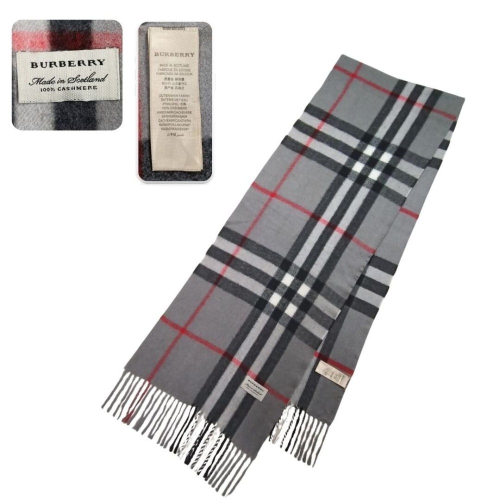 Burberry Cashmere Scarf The Classic Nova Check Gray Scarf for Unisex Winter