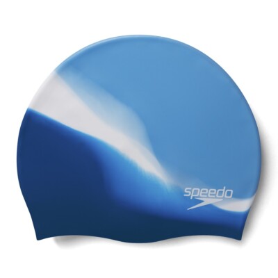 SPEEDO BADEKAPPE MEHRFARBIG GEFORMT SILIKON BLAU WEISS MARINE NEU