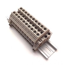 Assembly 10 Gang Connector DIN Rail Terminal Blocks Dinkle 8AWG 50A 600V DK6N