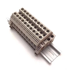 Assembly 10 Gang Connector DIN Rail Terminal Blocks Dinkle 8AWG 50A 600V DK6N
