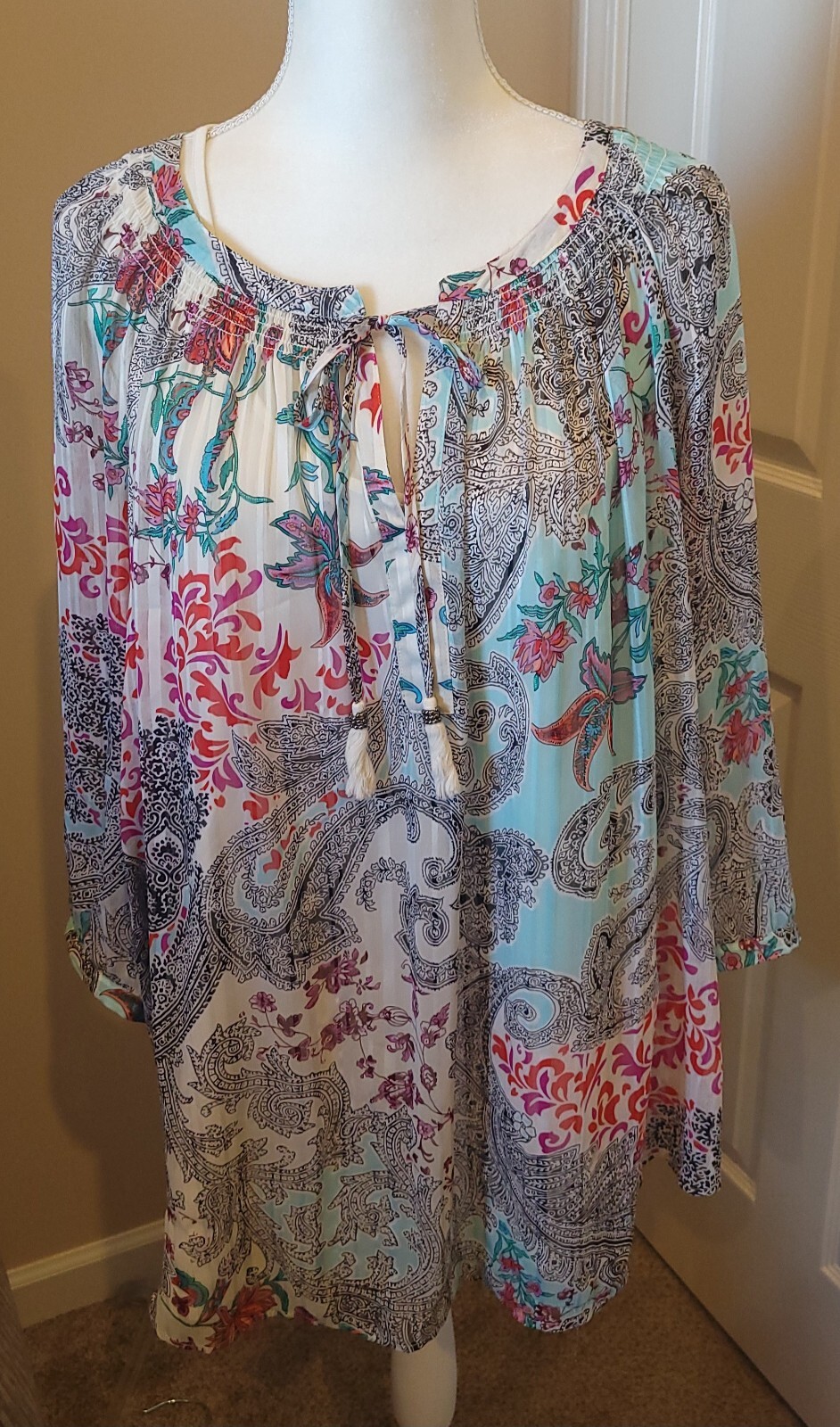 NWOT Womens Layered Top, sz 2X, DANIELRAINN STITCH FIX, Sheer Outer Tunic w/Tank