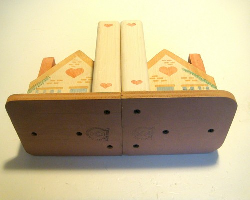 Sujetalibros de madera para casa de arte popular Cottagecore hechos a mano EE. UU. - Imagen 5 de 6