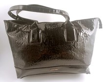 BORSA DONNA CALVIN KLEIN CK PVC NERO LUCIDO SHOPPER GRANDE CON MANICI TRACOLLA