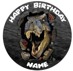 Dinosaure Roar Personalised Edible Cake Topper ou ruban Set givrage OU TRANCHE