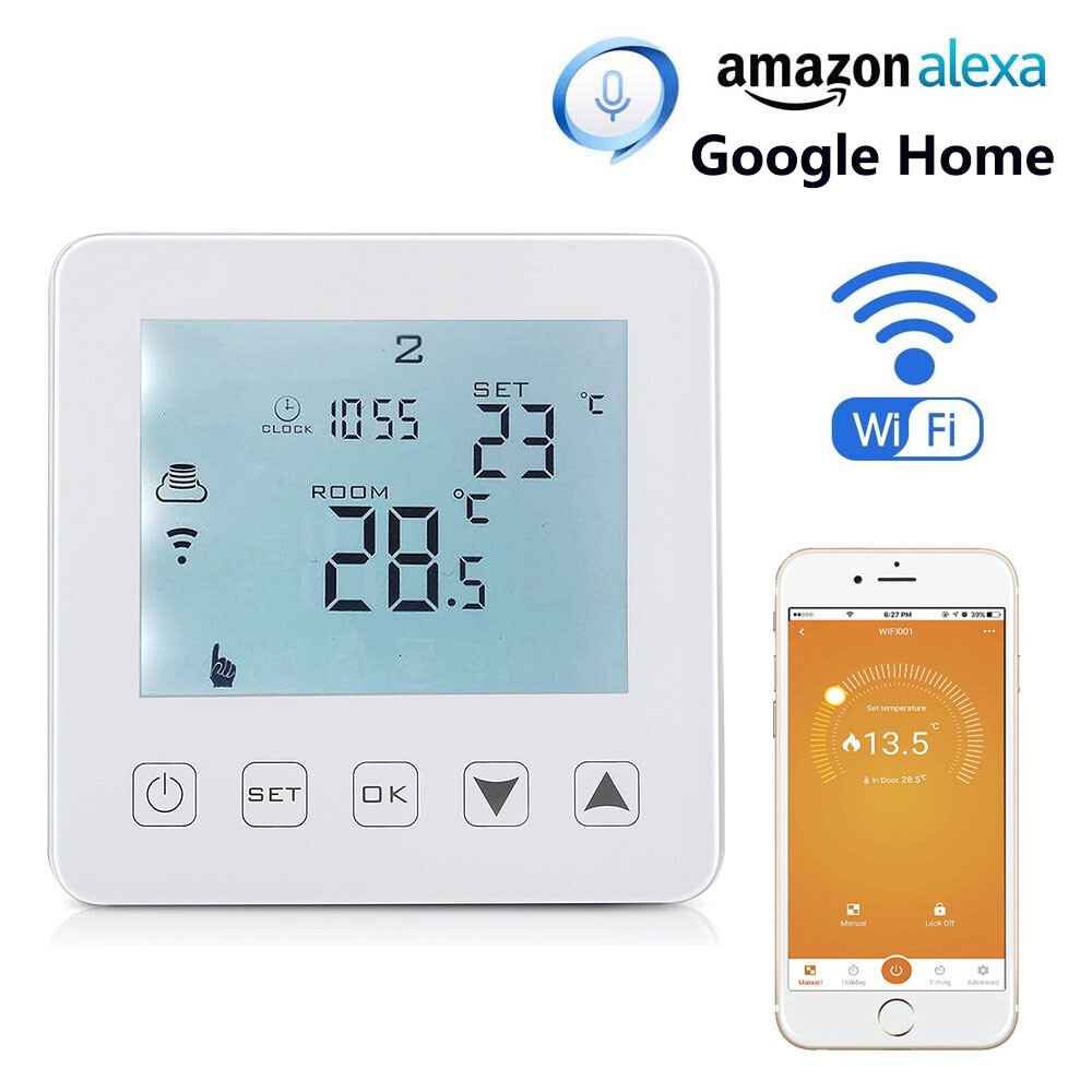 Wifi Thermostat Central Heating Room Thermostat Boiler Underfloor Heating  Alexa | eBay
