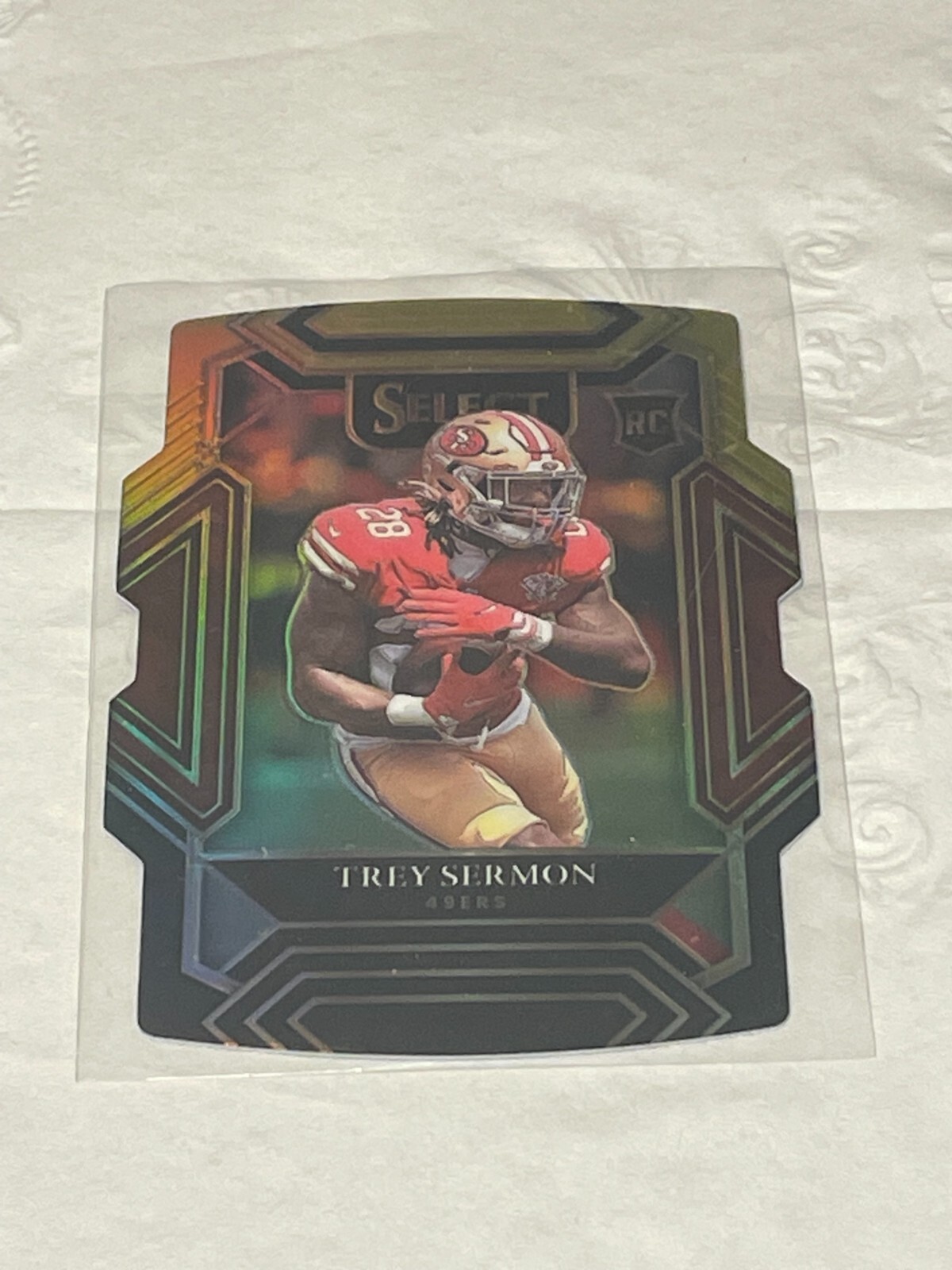 2021 Panini Select Club Level Green & Yellow Prizm Die Cut Trey Sermon RC #268