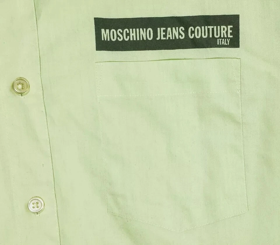 Camicia uomo Moschino media verde menta made in Italy tasca manica lunga con bottoni