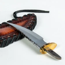 Stainless Steel Knife 6.5" Blank + Brass Guard + Premium Leather Sheath